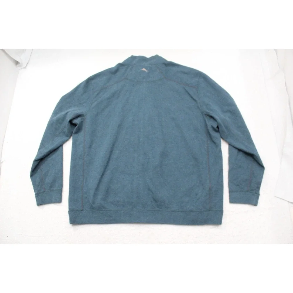 Tommy Bahama Reversible Full‎ Zip Sweater Blue / Gray Long Sleeve Mens 2XL XXL